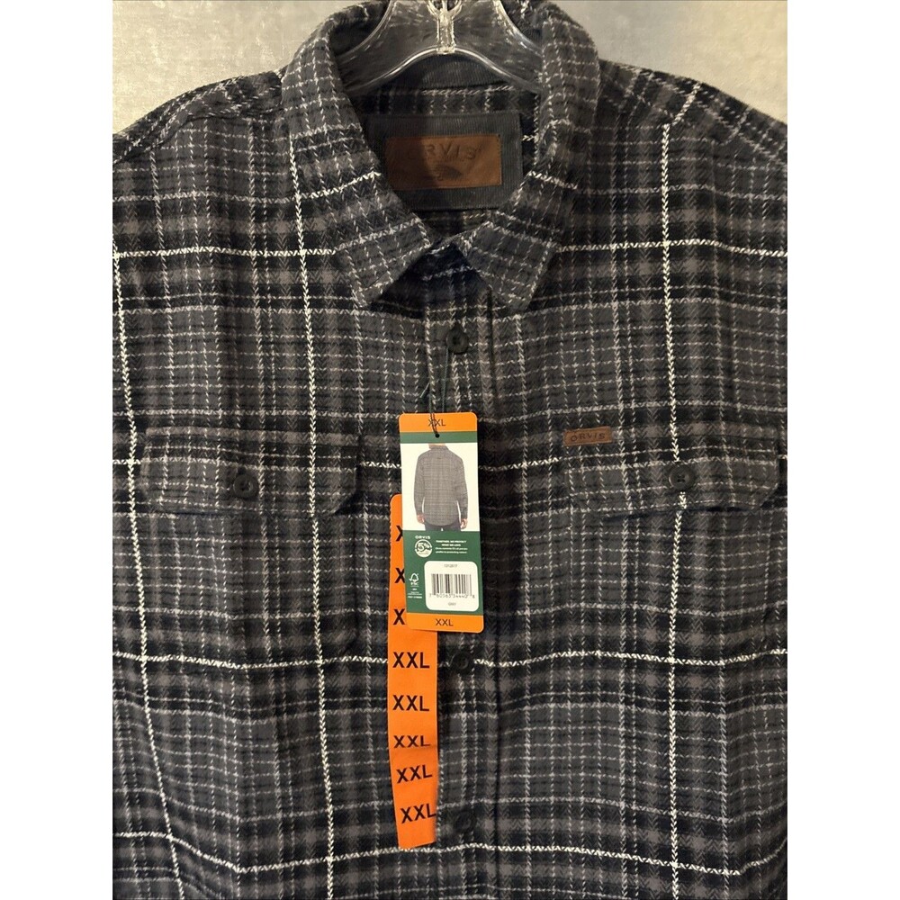 Plaid Flannel Orvis Shacket Gray Button Up Heavyweight Gorpcore Size XXL New WT